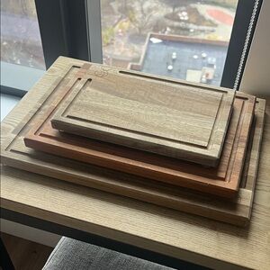 Wooden Cutting Board Set - Brown and Tan